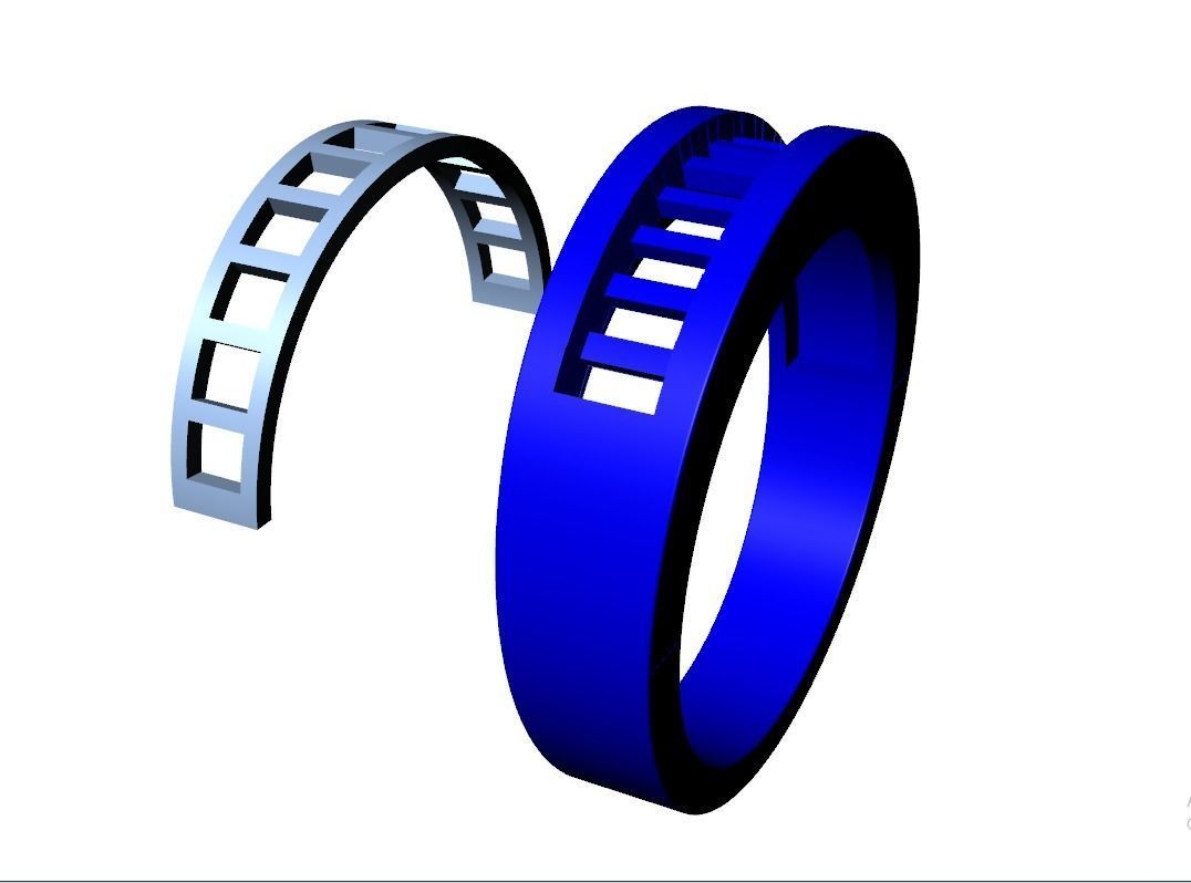 Baguette Ring  Band With Under Gallery  3D print model_5