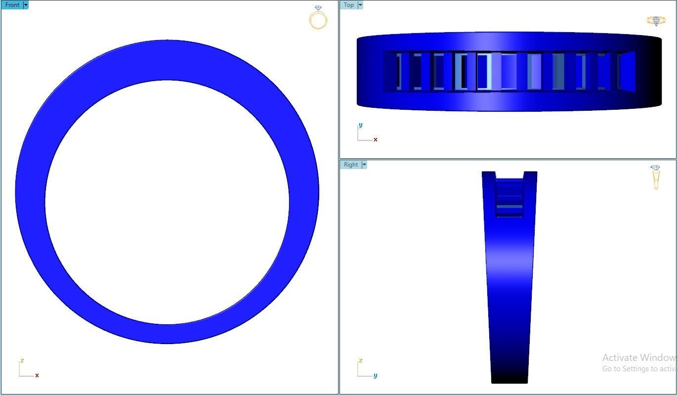 Baguette Ring  Band With Under Gallery  3D print model_4