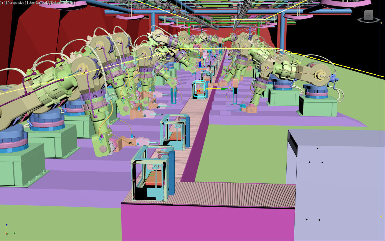 Robotic Factory Production 3d Printer Scene Animated Rigged 3D model_12