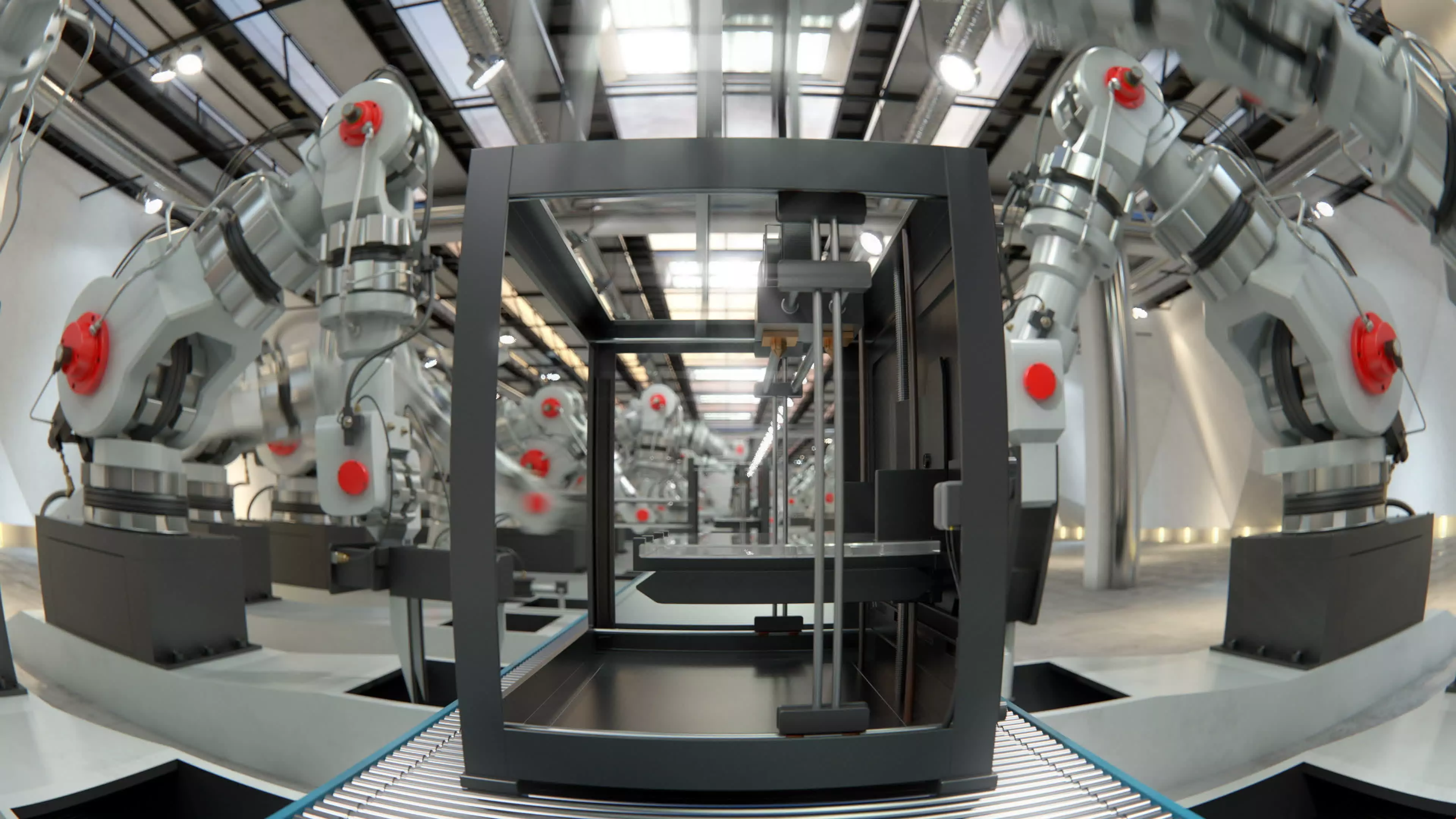 Robotic Factory Production 3d Printer Scene Animated Rigged 3D model_0