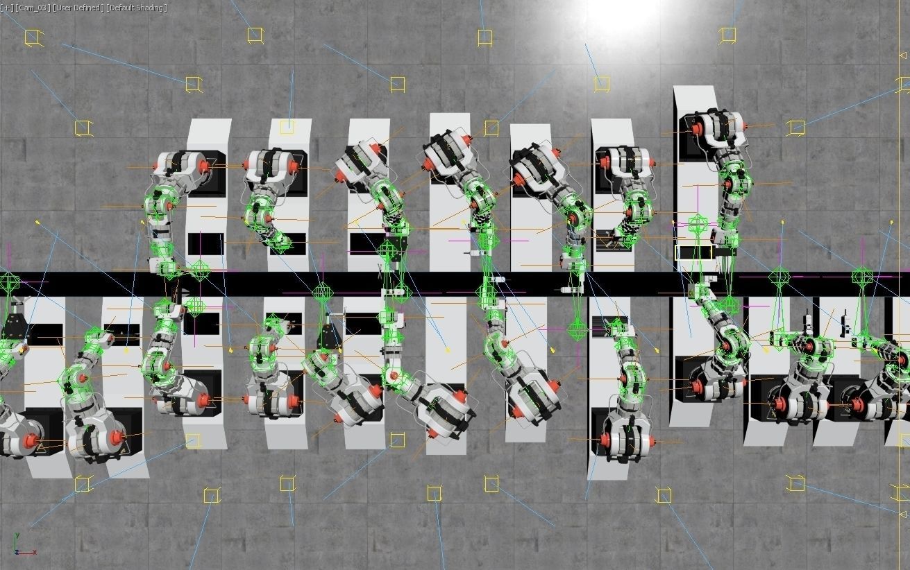 Robotic Factory Production 3d Printer Scene Animated Rigged 3D model_10