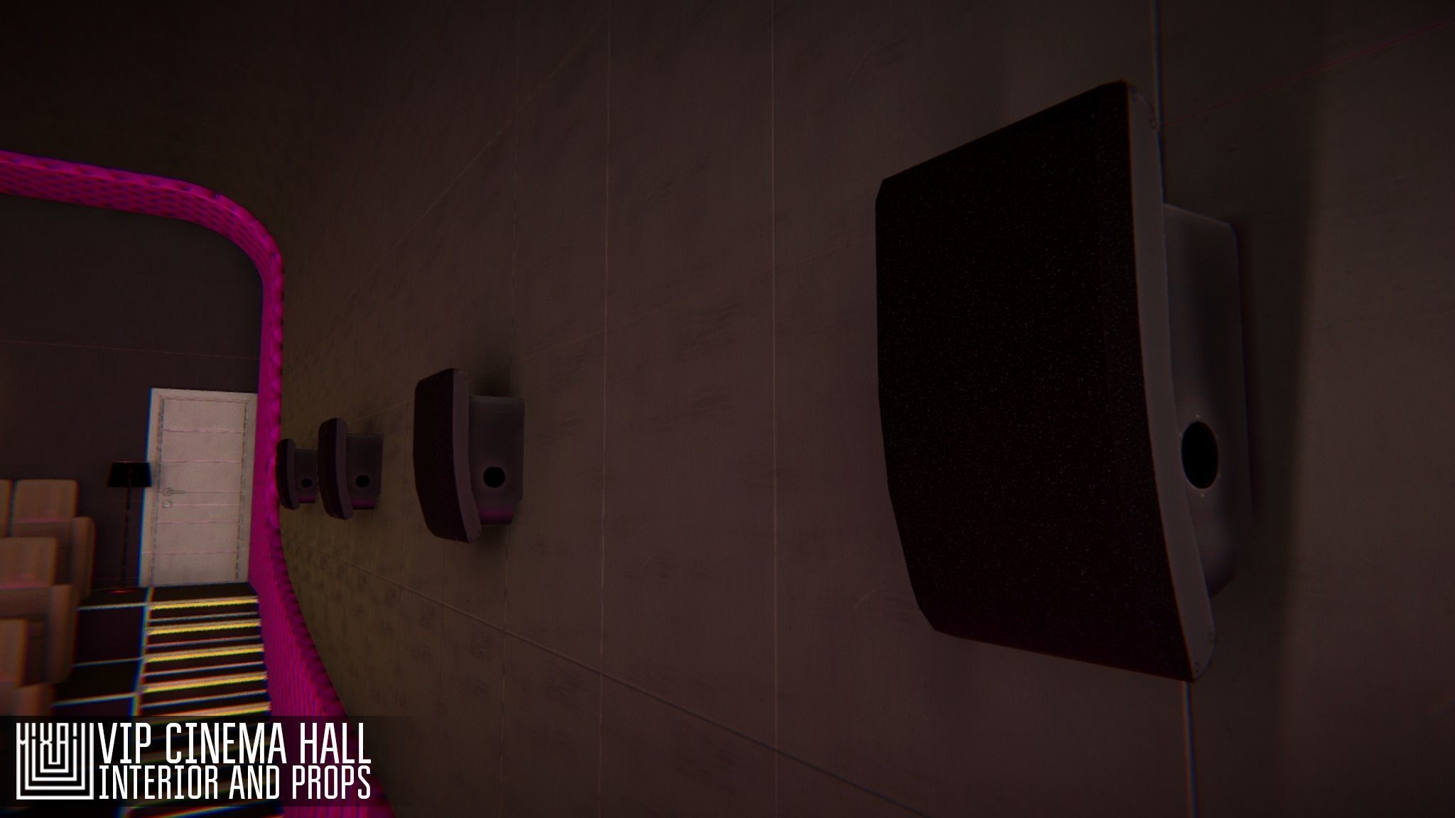 VIP cinema hall - interior and props Low-poly 3D model_8