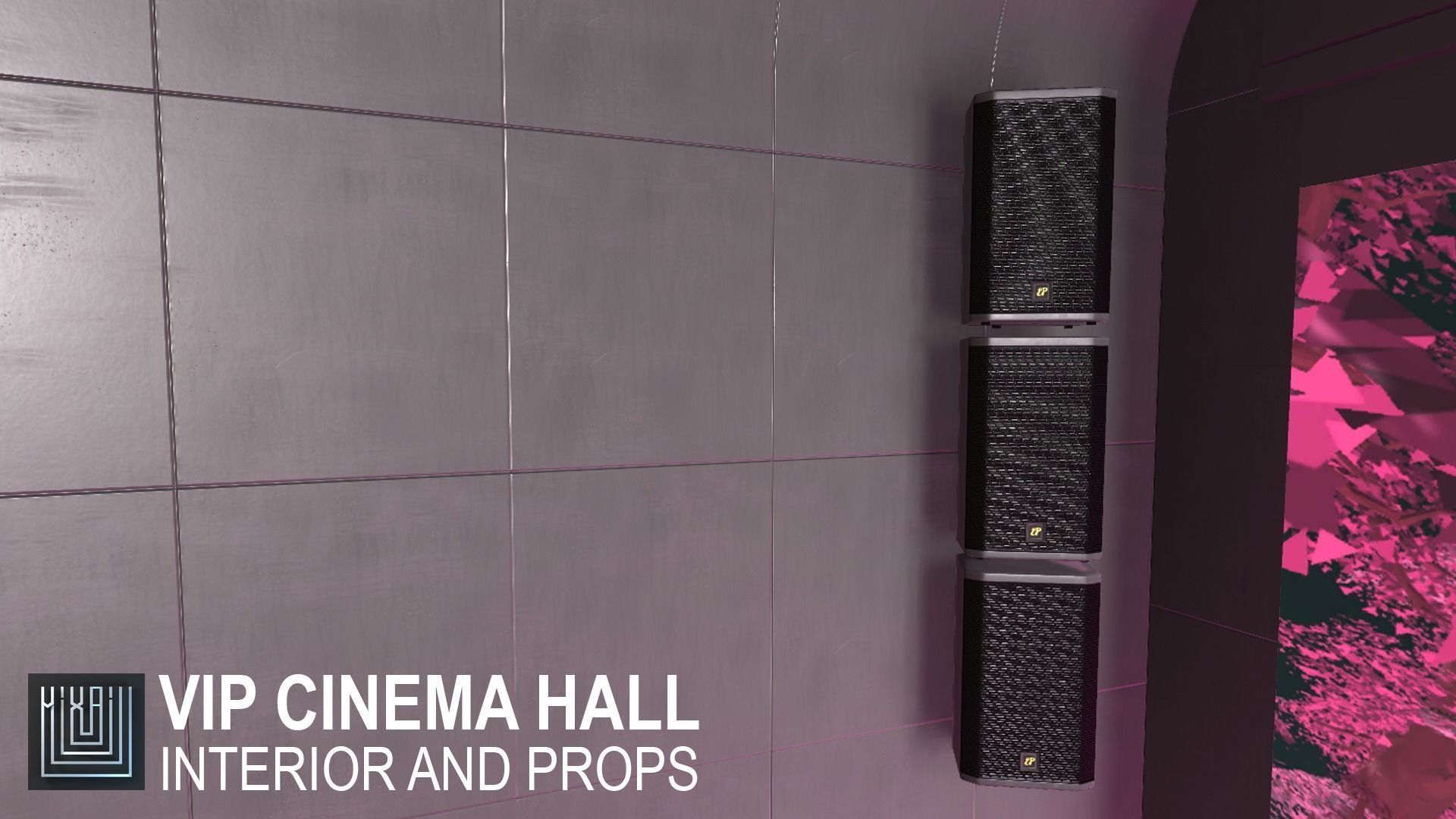 VIP cinema hall - interior and props Low-poly 3D model_15