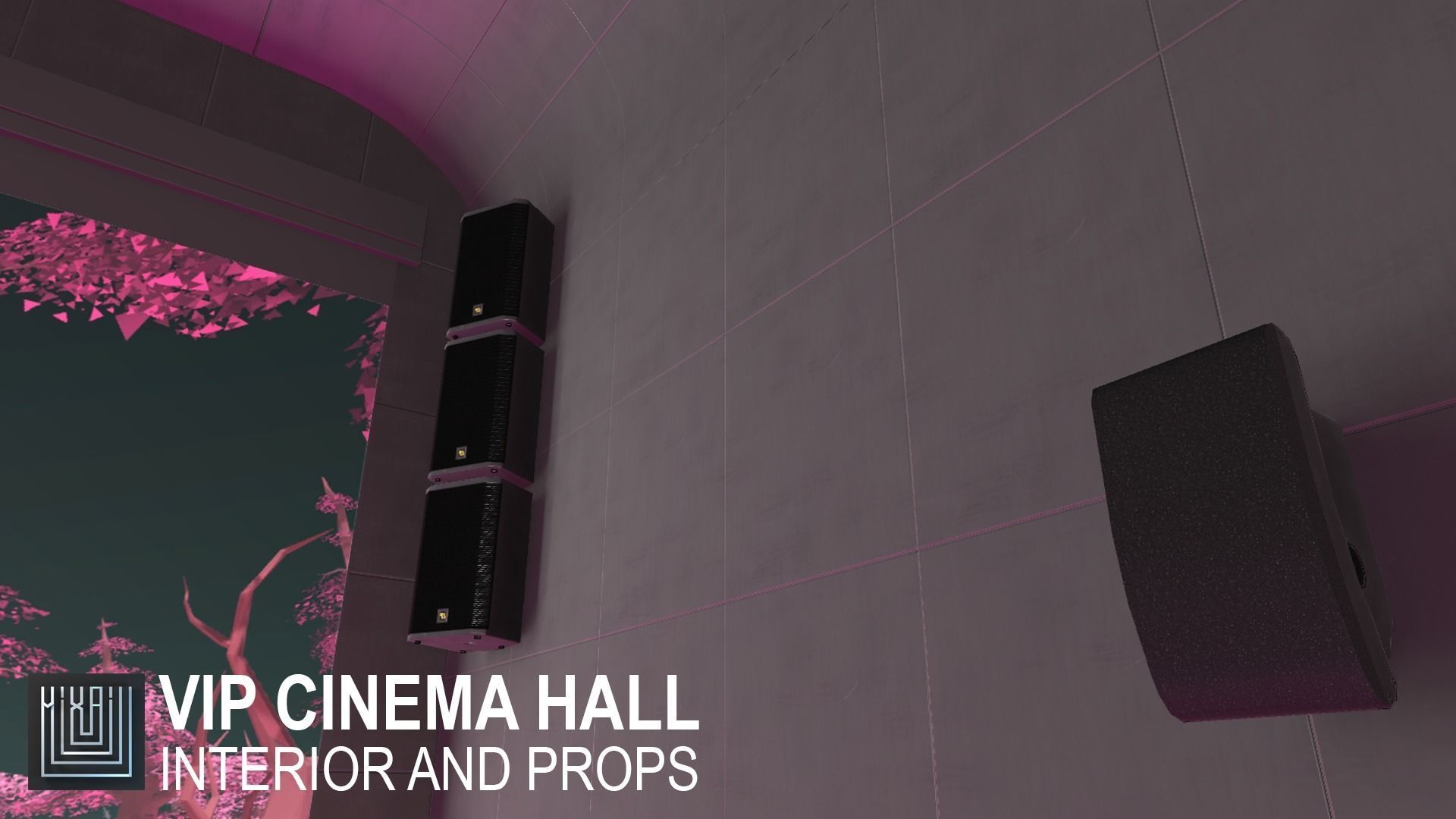 VIP cinema hall - interior and props Low-poly 3D model_10