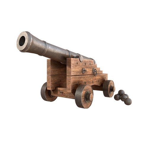 Old Cannon Low-poly 3D model