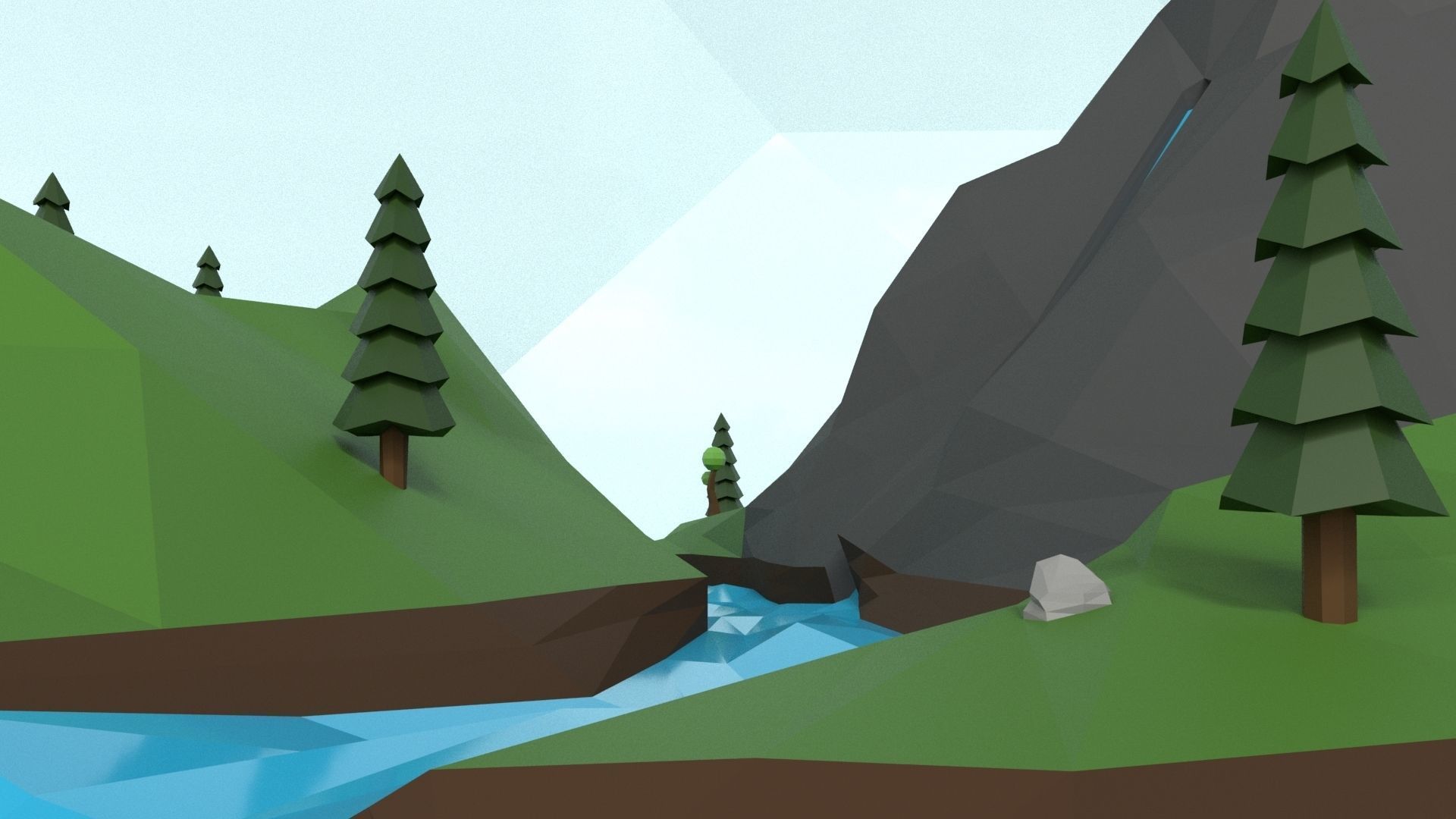Low Poly Island Scene Low-poly 3D model_42