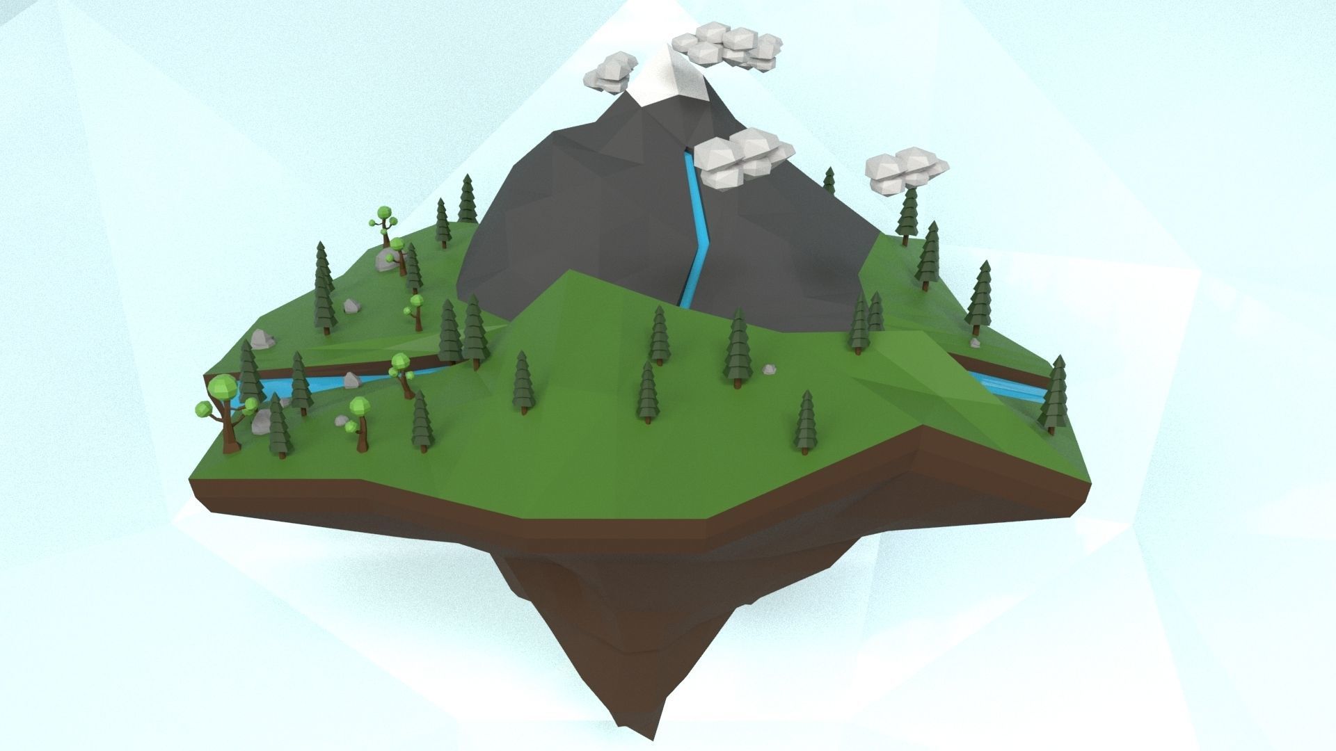 Low Poly Island Scene Low-poly 3D model_10