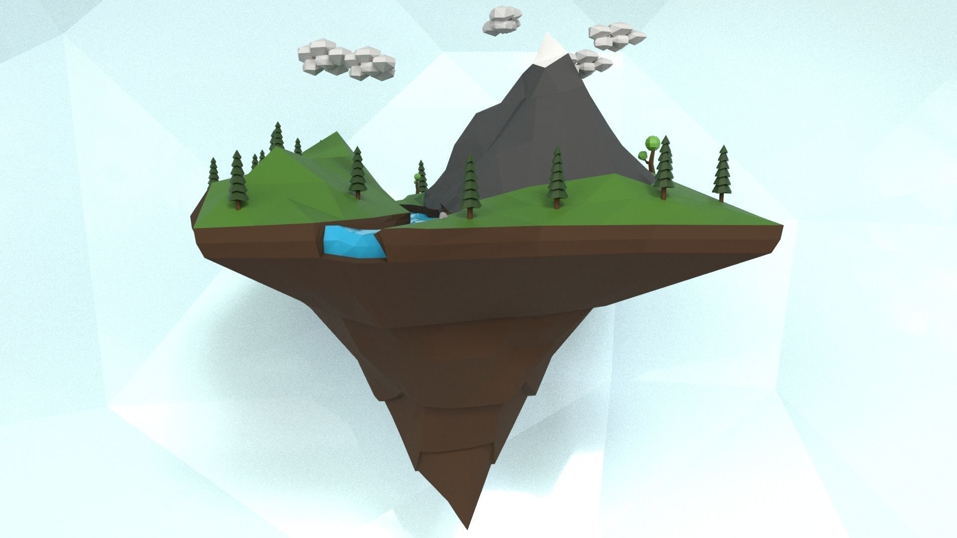 Low Poly Island Scene Low-poly 3D model_14
