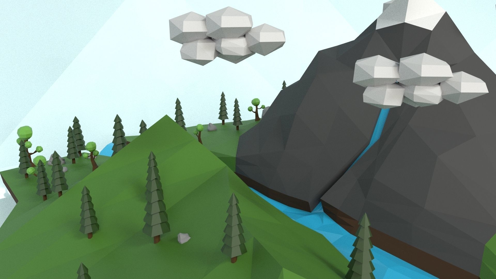 Low Poly Island Scene Low-poly 3D model_25