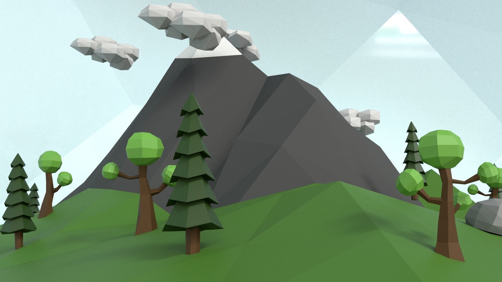 Low Poly Island Scene Low-poly 3D model_45