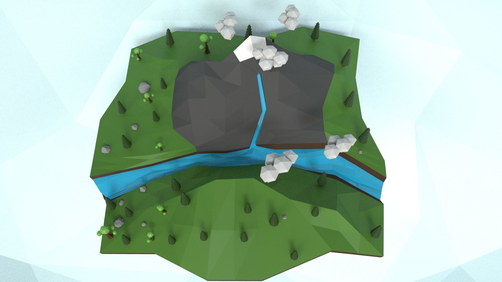 Low Poly Island Scene Low-poly 3D model_13