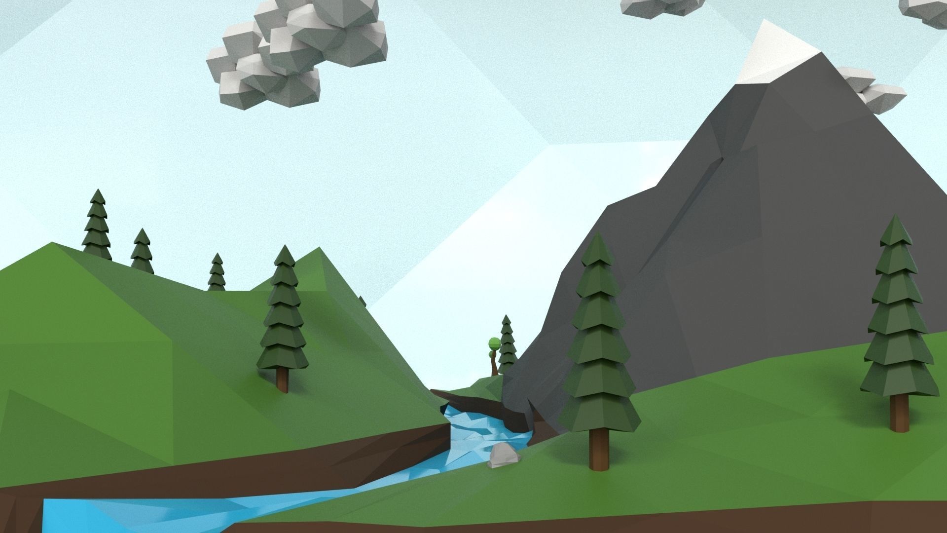 Low Poly Island Scene Low-poly 3D model_23