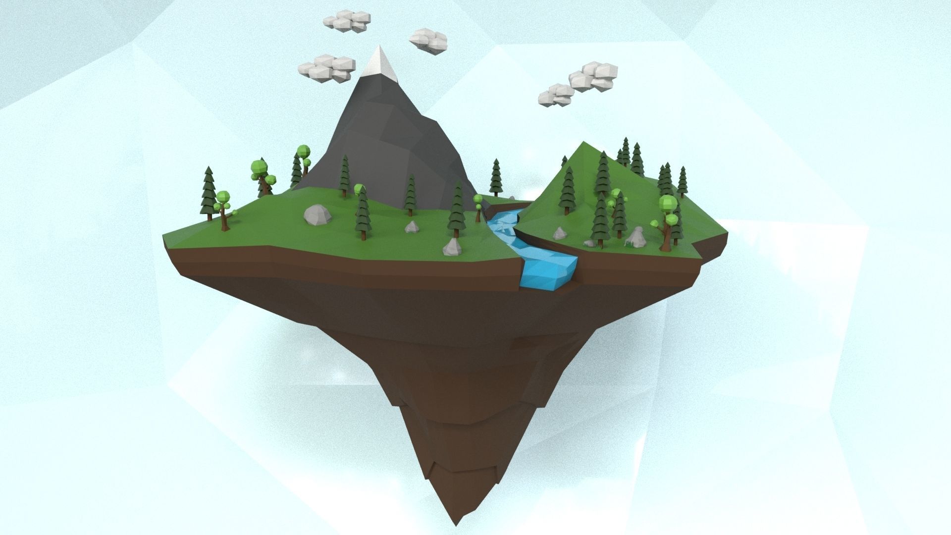 Low Poly Island Scene Low-poly 3D model_4