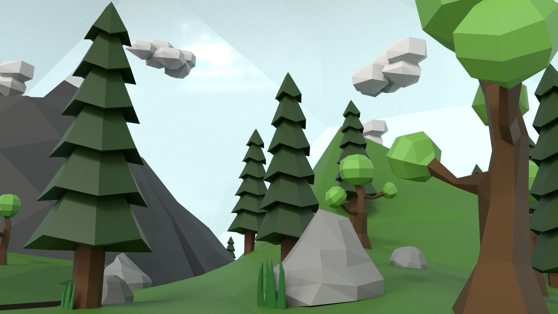 Low Poly Island Scene Low-poly 3D model_40