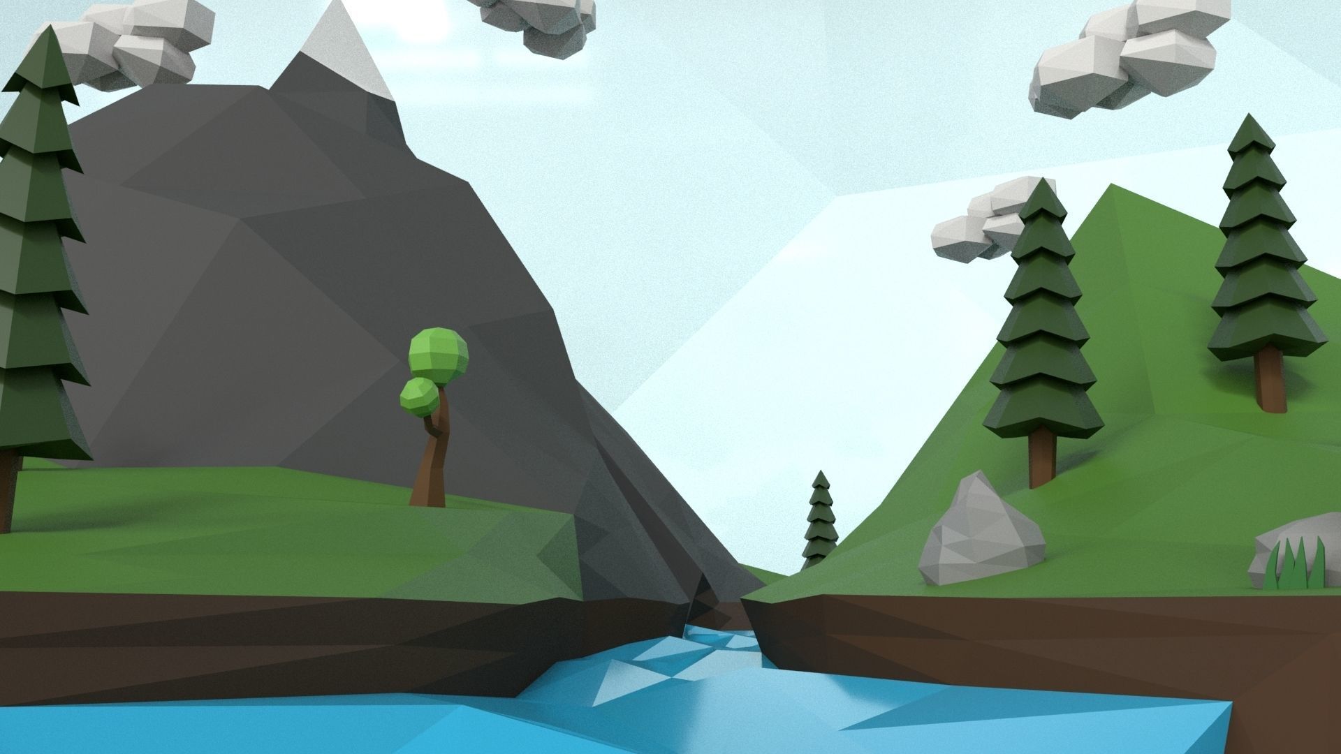 Low Poly Island Scene Low-poly 3D model_46