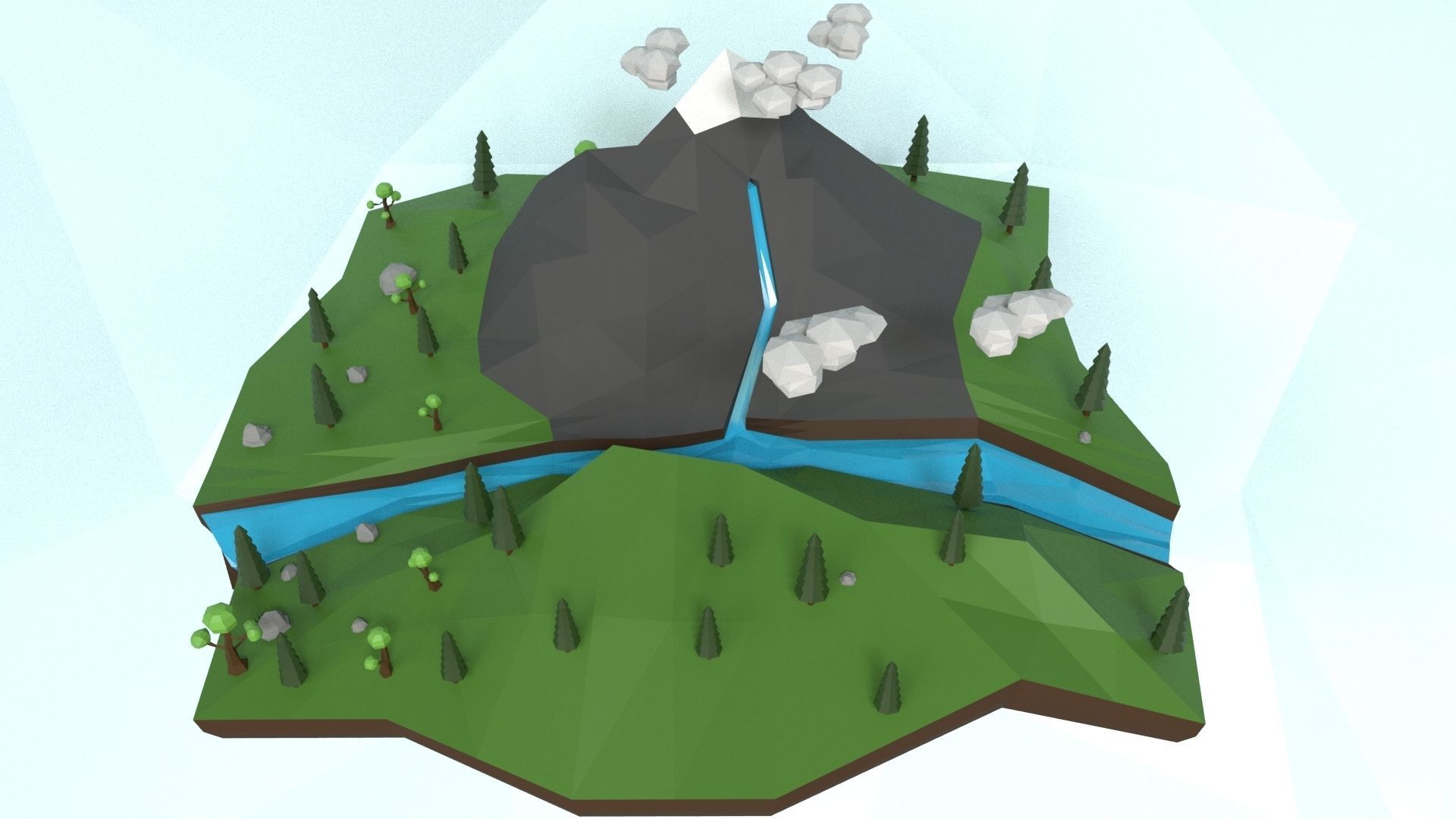 Low Poly Island Scene Low-poly 3D model_8
