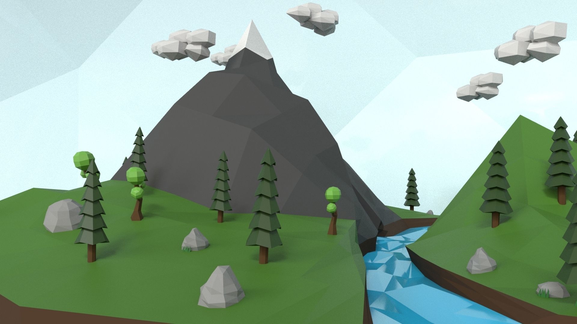 Low Poly Island Scene Low-poly 3D model_30