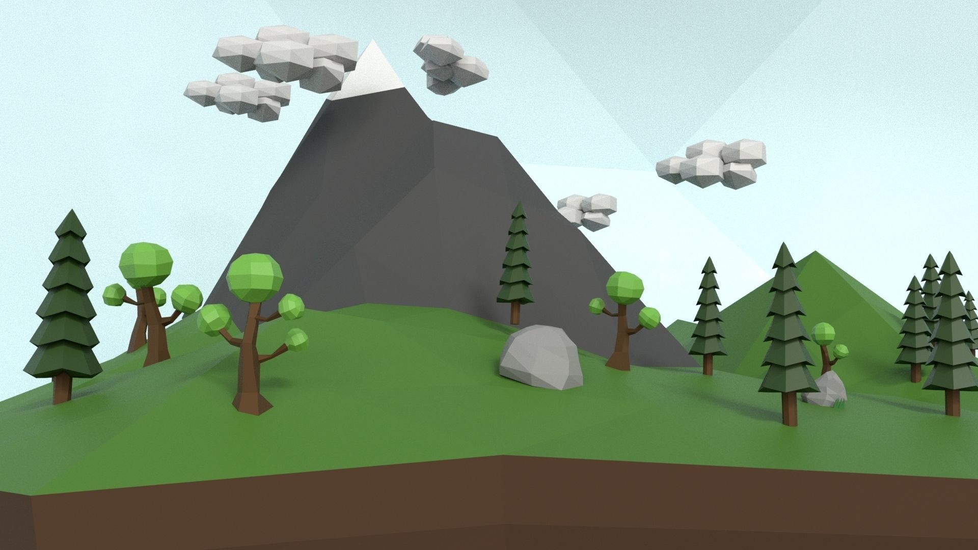 Low Poly Island Scene Low-poly 3D model_28