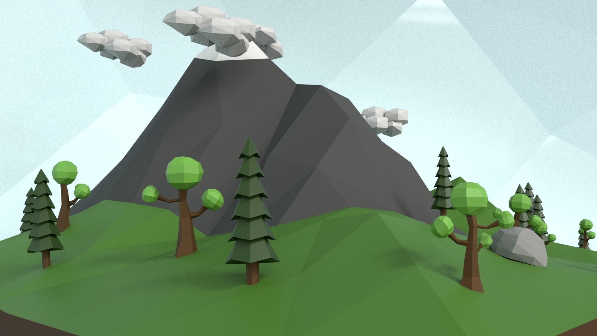 Low Poly Island Scene Low-poly 3D model_26
