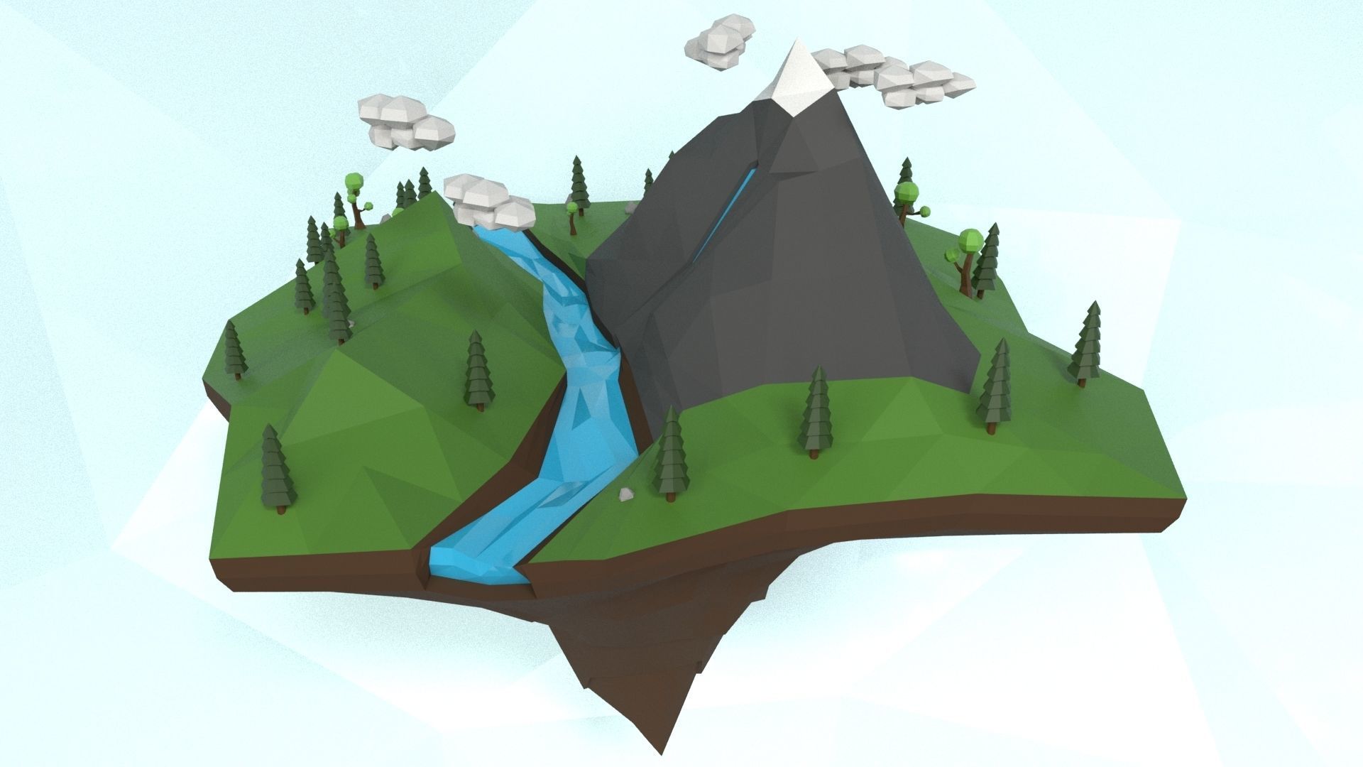 Low Poly Island Scene Low-poly 3D model_15