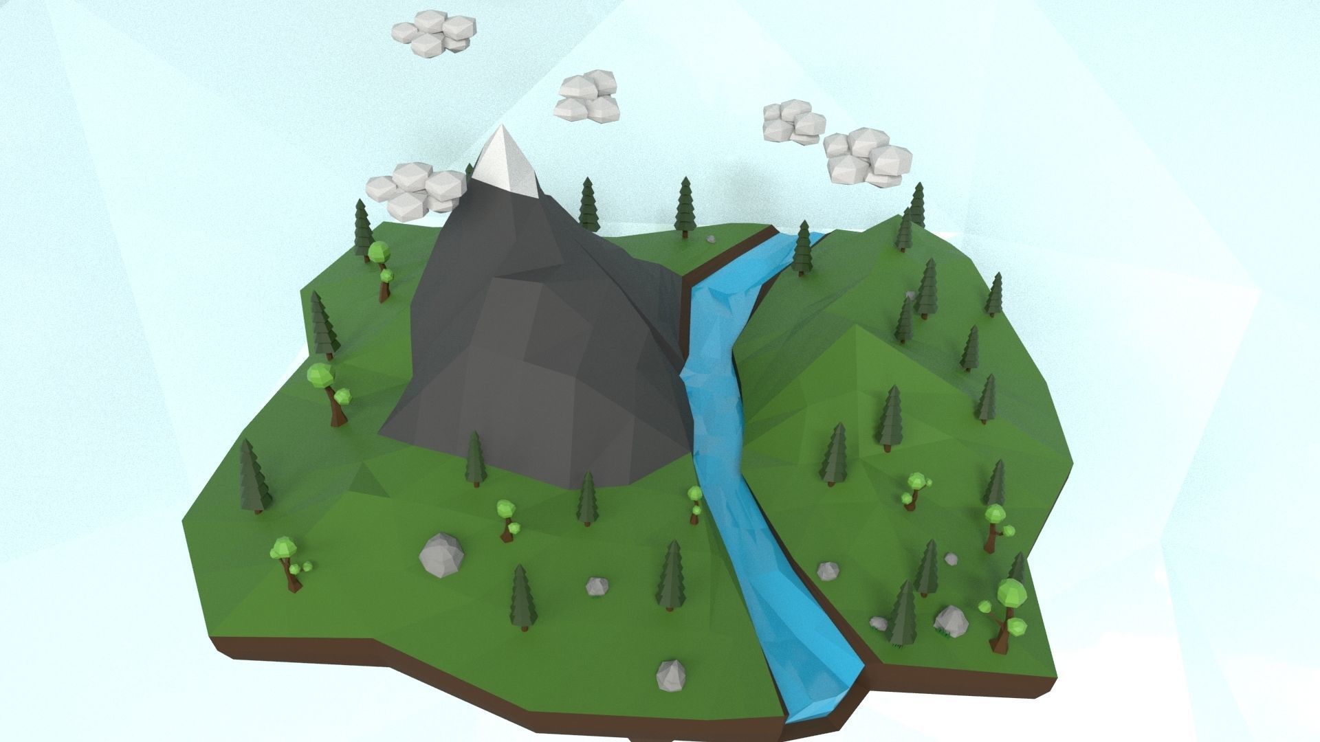 Low Poly Island Scene Low-poly 3D model_7