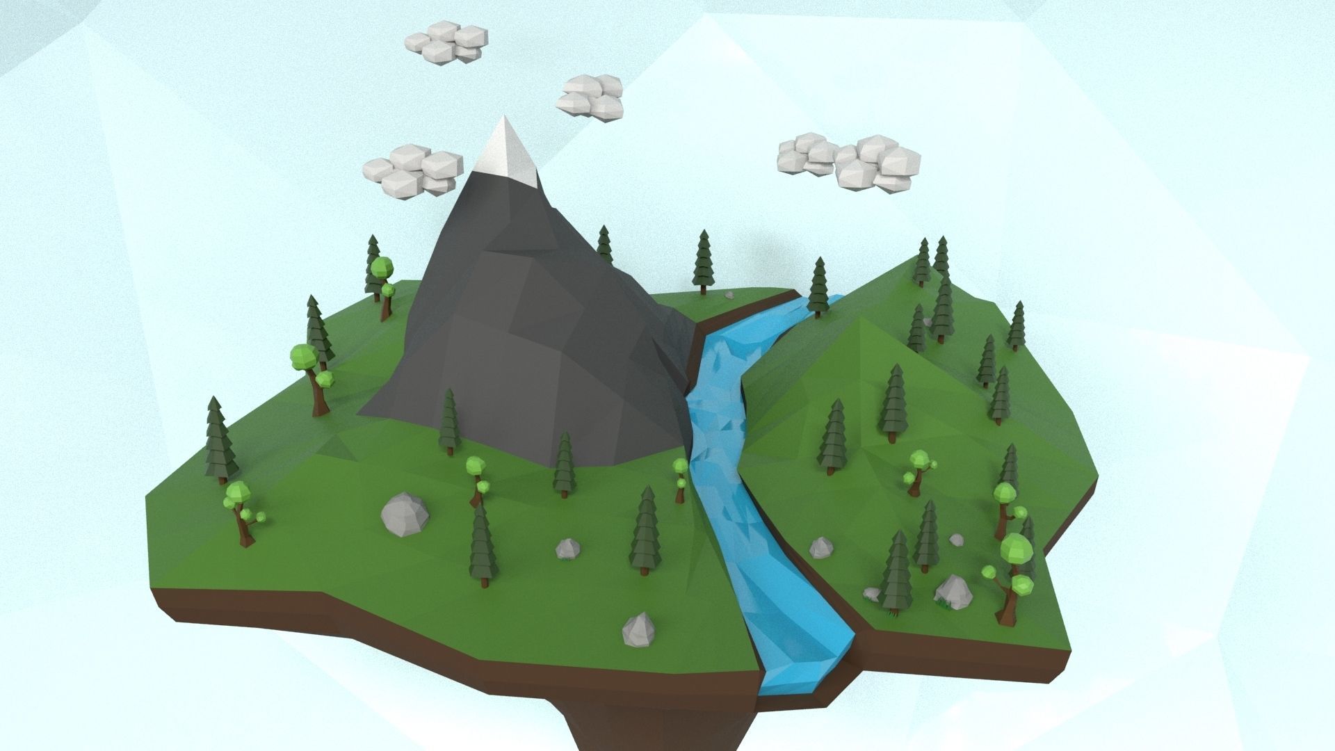 Low Poly Island Scene Low-poly 3D model_5