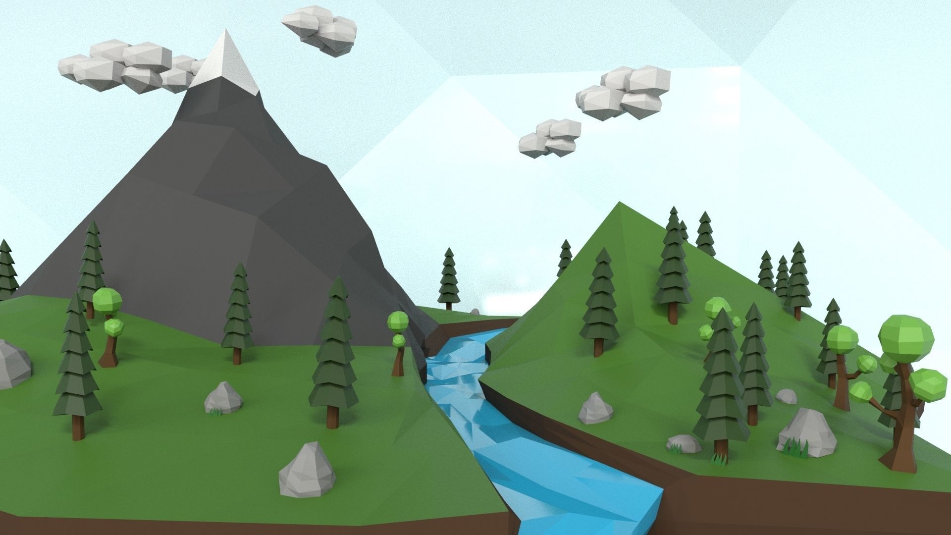 Low Poly Island Scene Low-poly 3D model_44