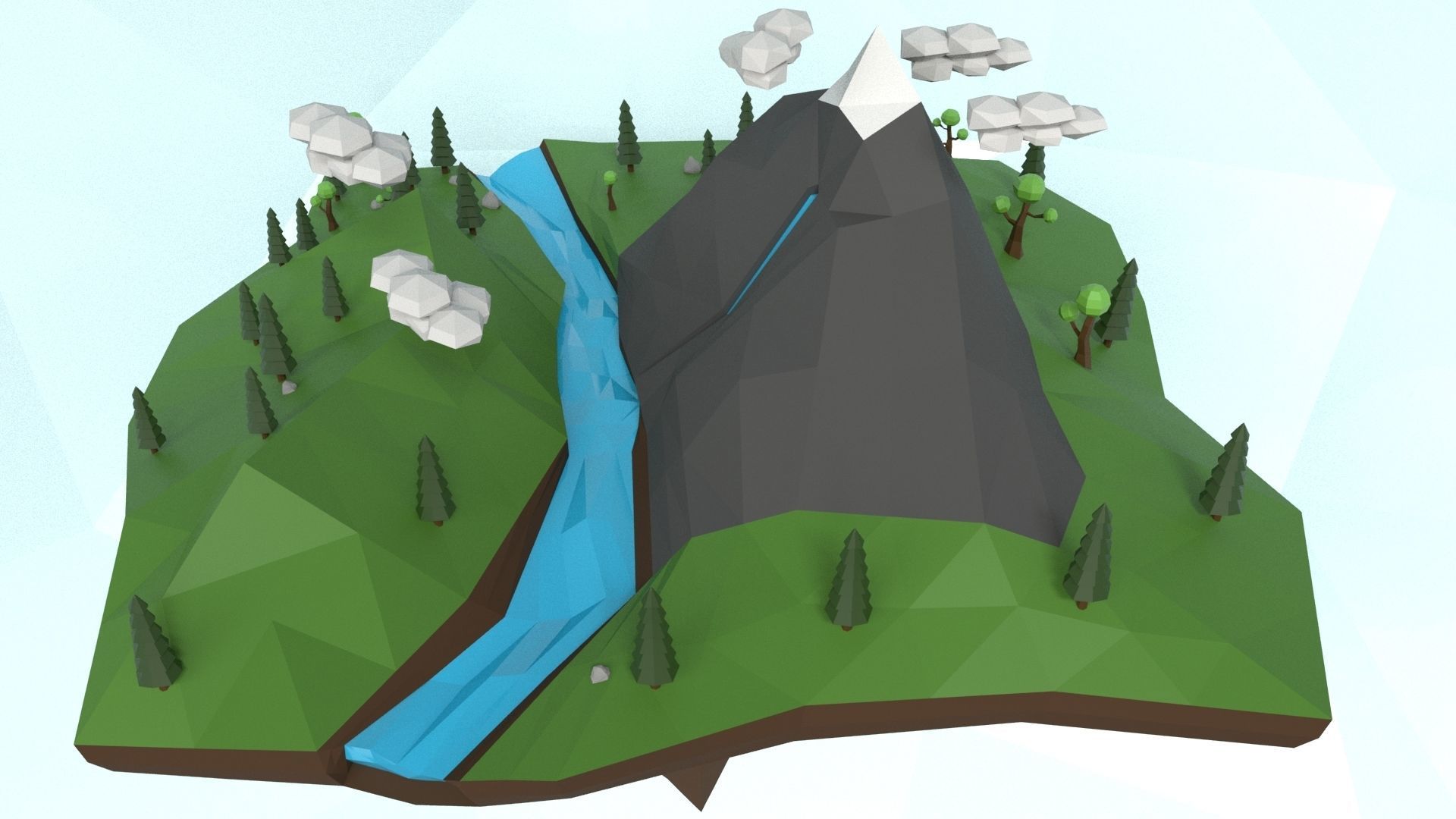 Low Poly Island Scene Low-poly 3D model_17