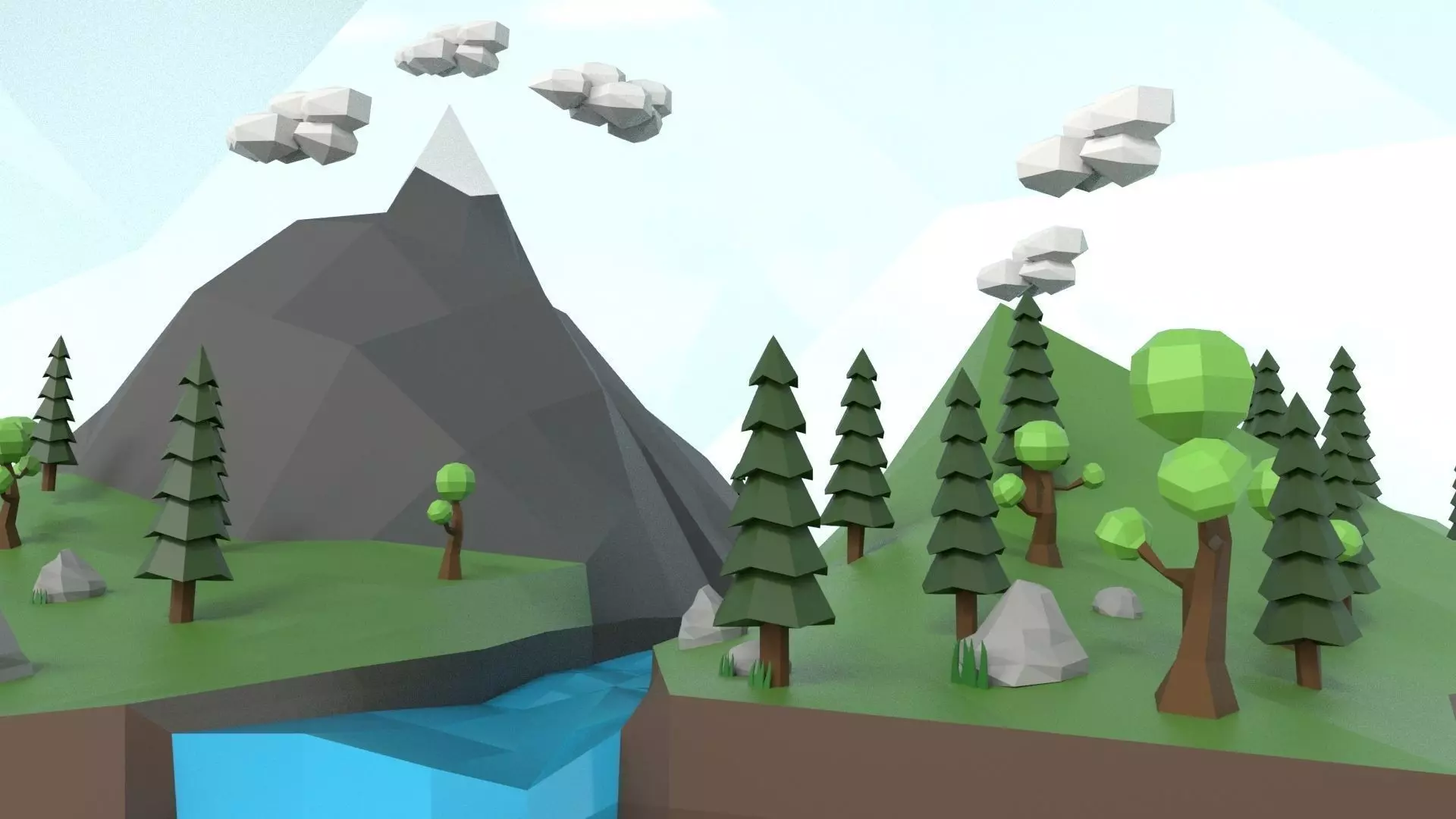 Low Poly Island Scene Low-poly 3D model_0