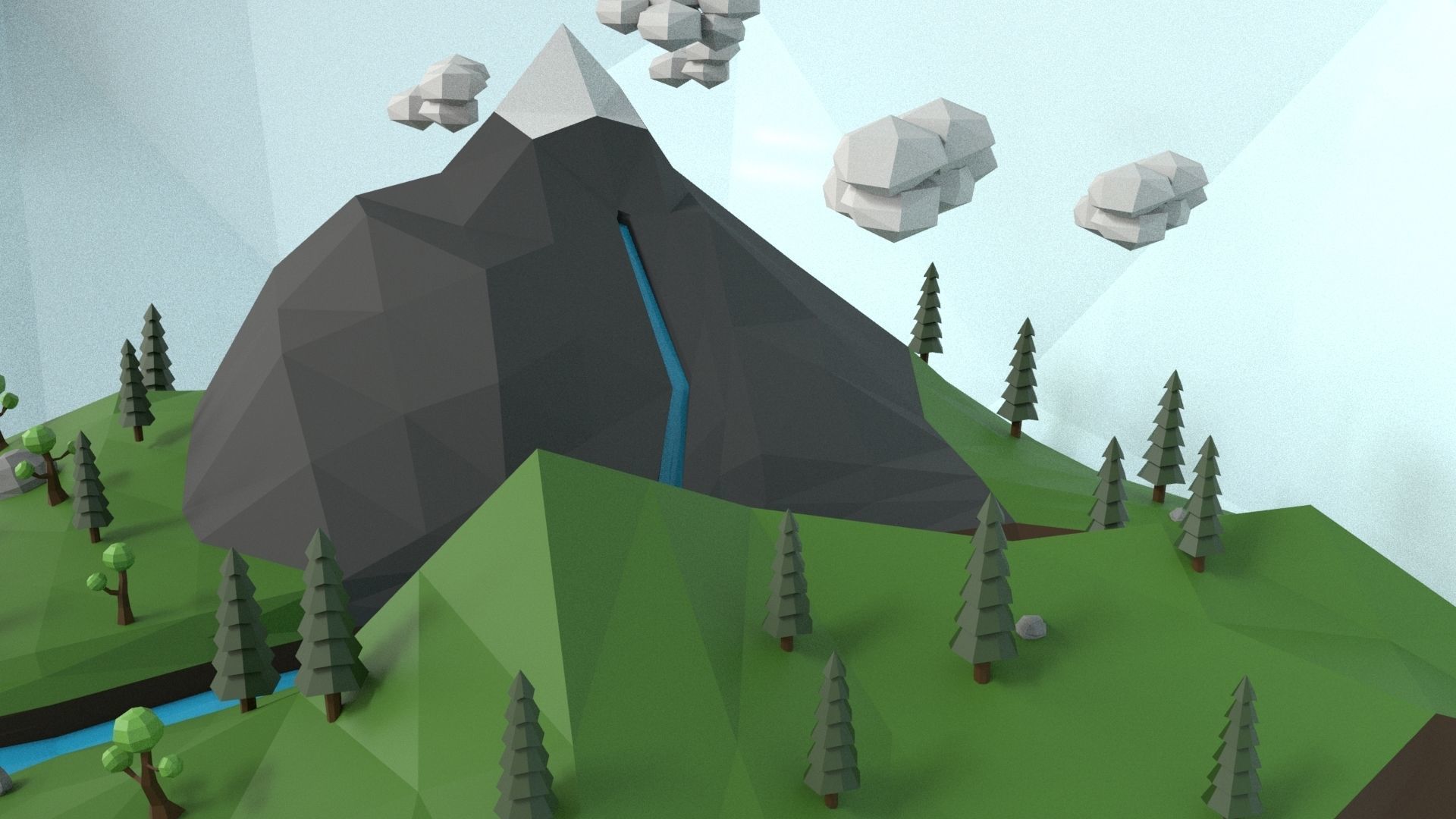 Low Poly Island Scene Low-poly 3D model_33
