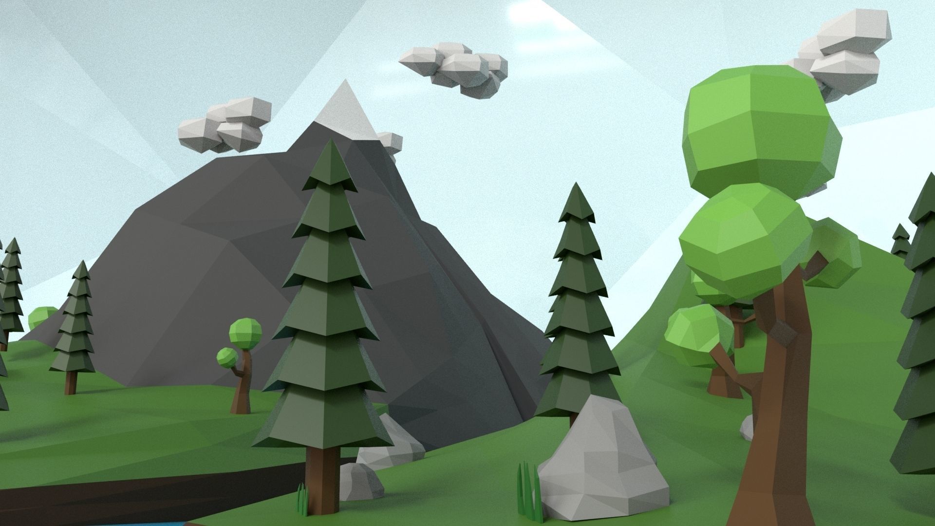 Low Poly Island Scene Low-poly 3D model_31