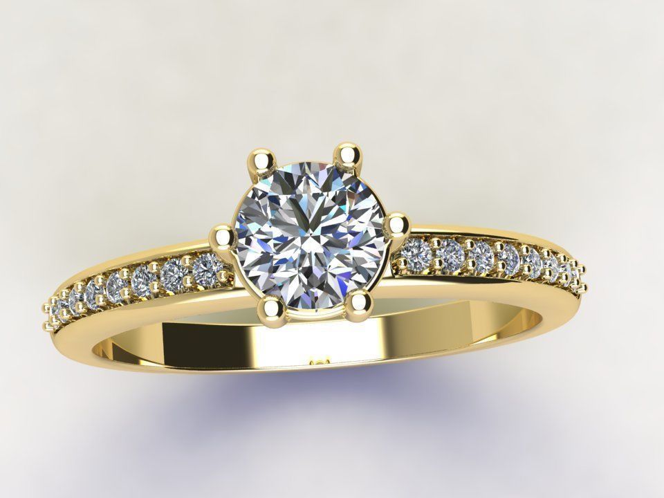 Ring 1 diamond engagement gold 3D print model_1