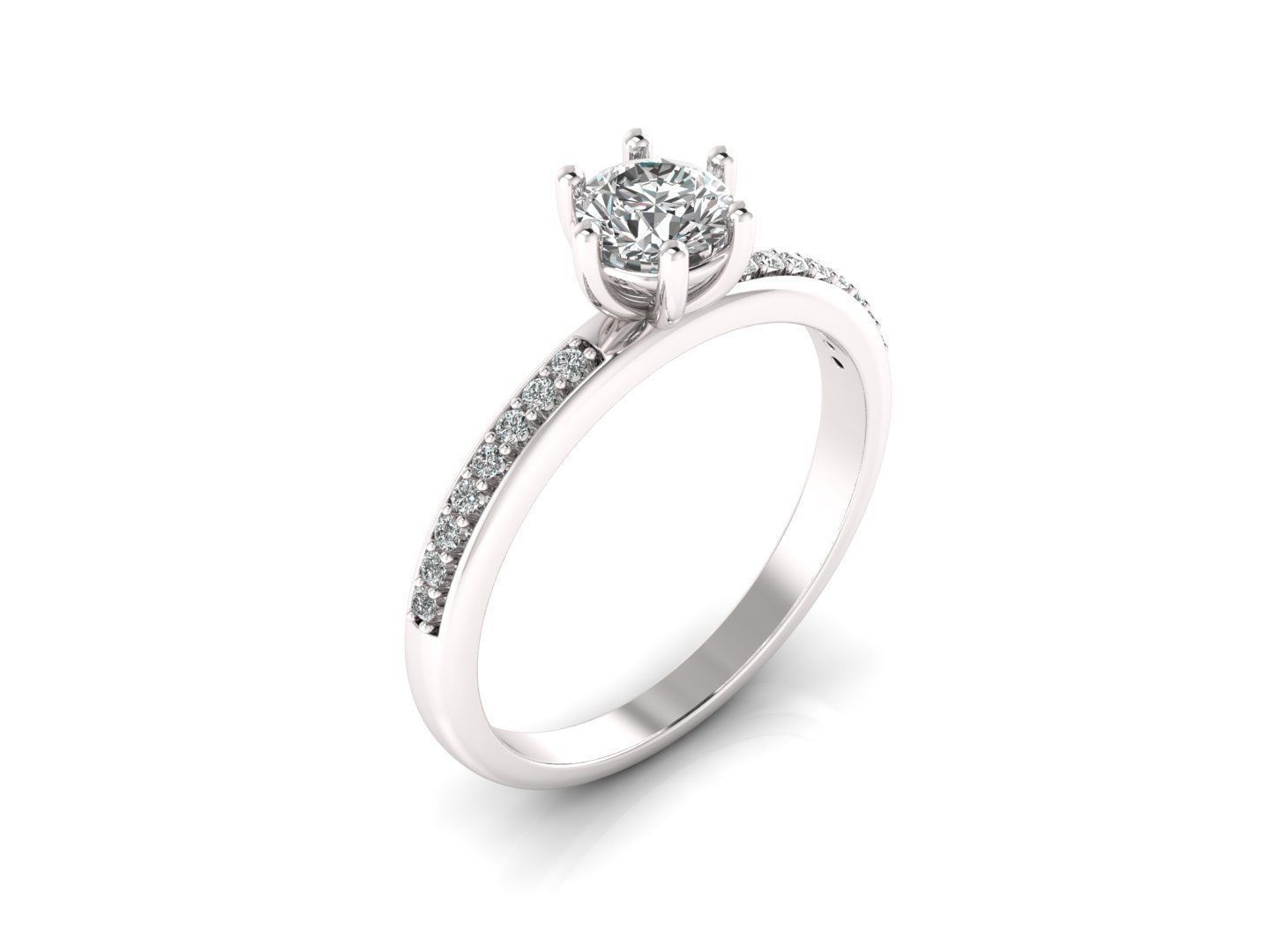 Ring 1 diamond engagement gold 3D print model_3