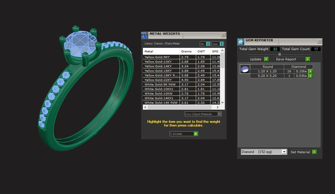 Ring 1 diamond engagement gold 3D print model_5