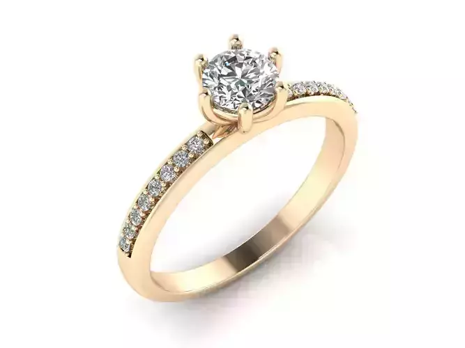 Ring 1 diamond engagement gold 3D print model