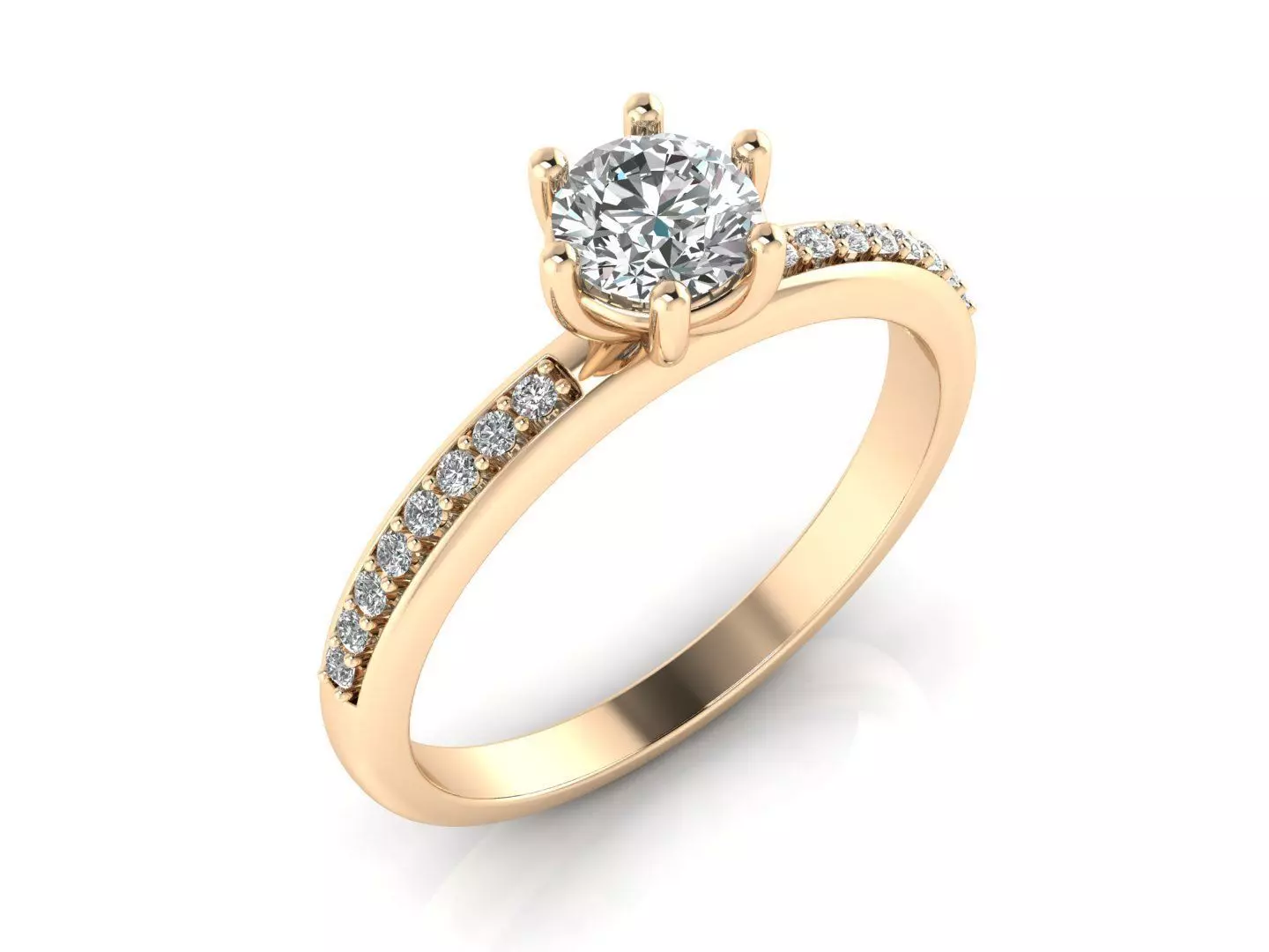 Ring 1 diamond engagement gold 3D print model_0