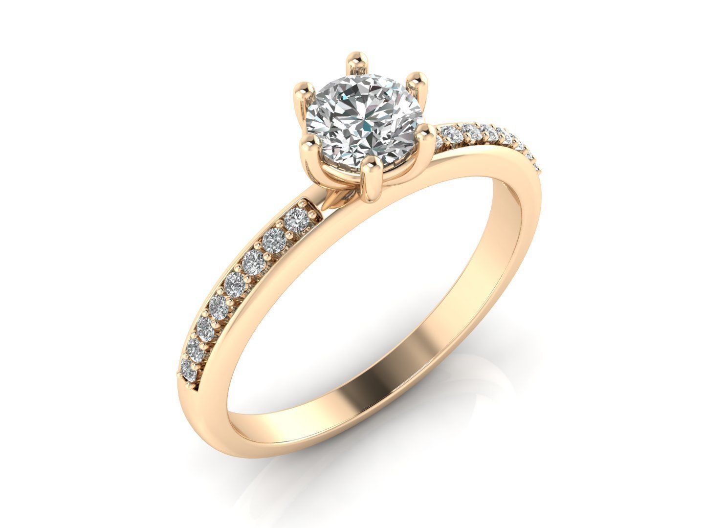 Ring 1 diamond engagement gold 3D print model_4