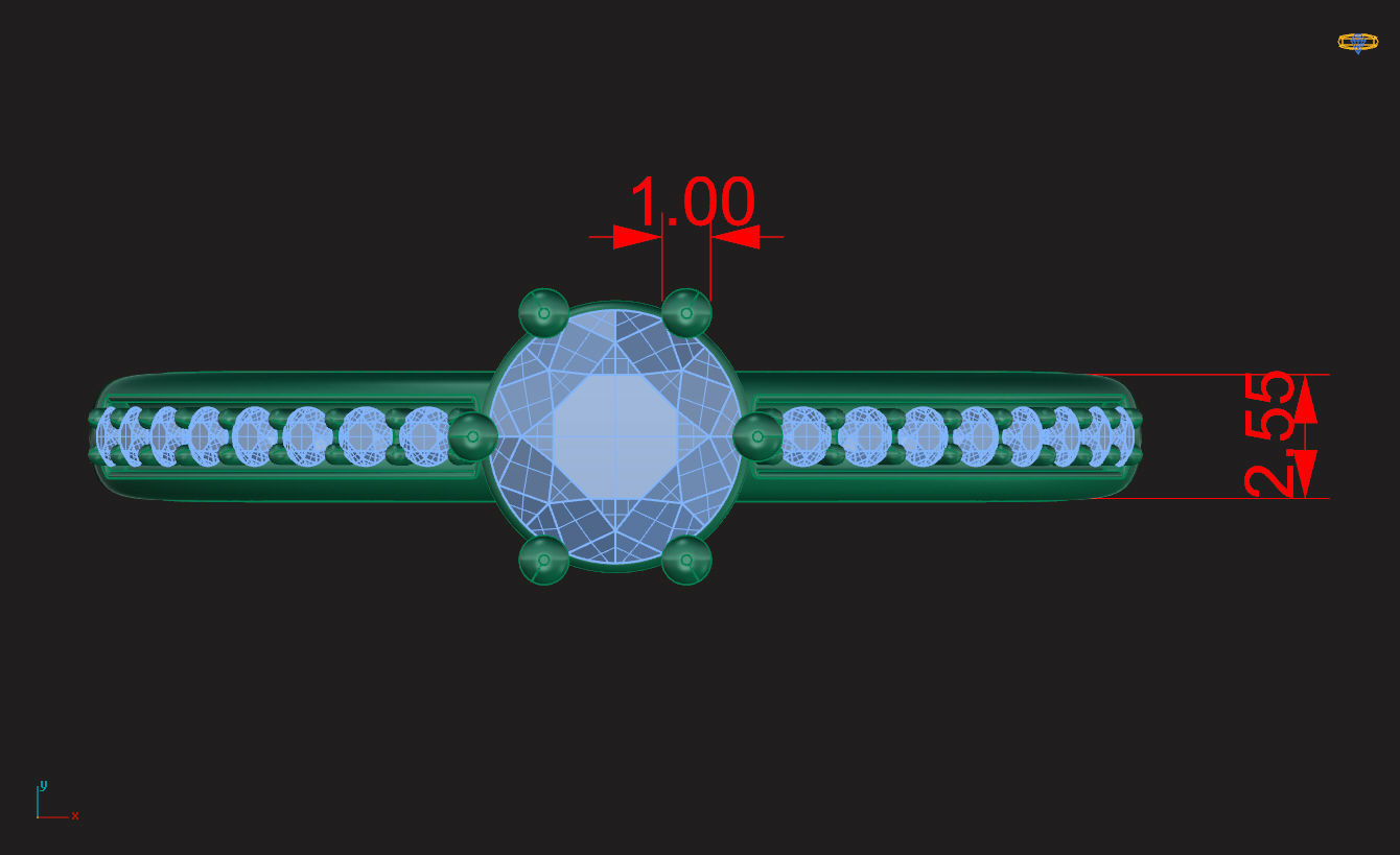 Ring 1 diamond engagement gold 3D print model_7
