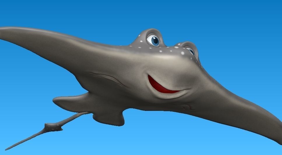 cartoon manta ray Low-poly 3D model_5