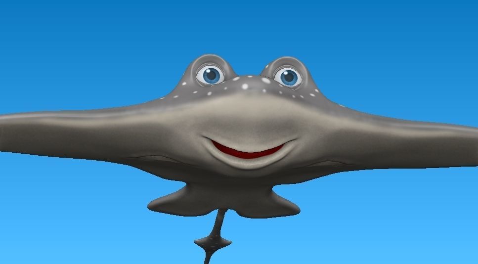 cartoon manta ray Low-poly 3D model_2
