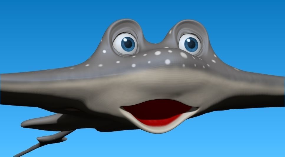 cartoon manta ray Low-poly 3D model_6