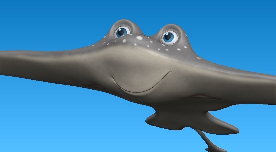 cartoon manta ray Low-poly 3D model_4