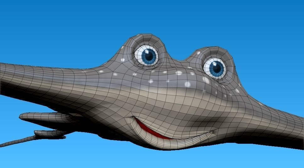cartoon manta ray Low-poly 3D model_8