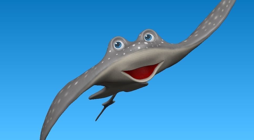 cartoon manta ray Low-poly 3D model_11