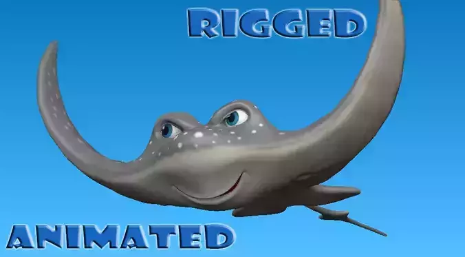 cartoon manta ray Low-poly 3D model