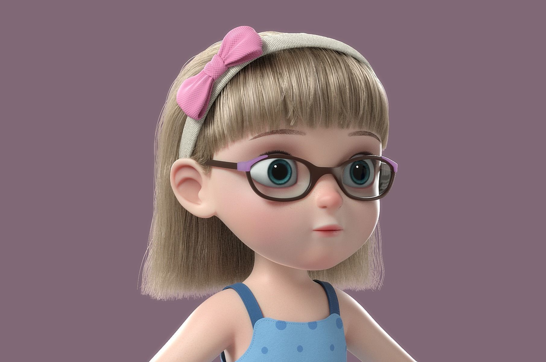 Cartoon Girl Rigged 3D model_26