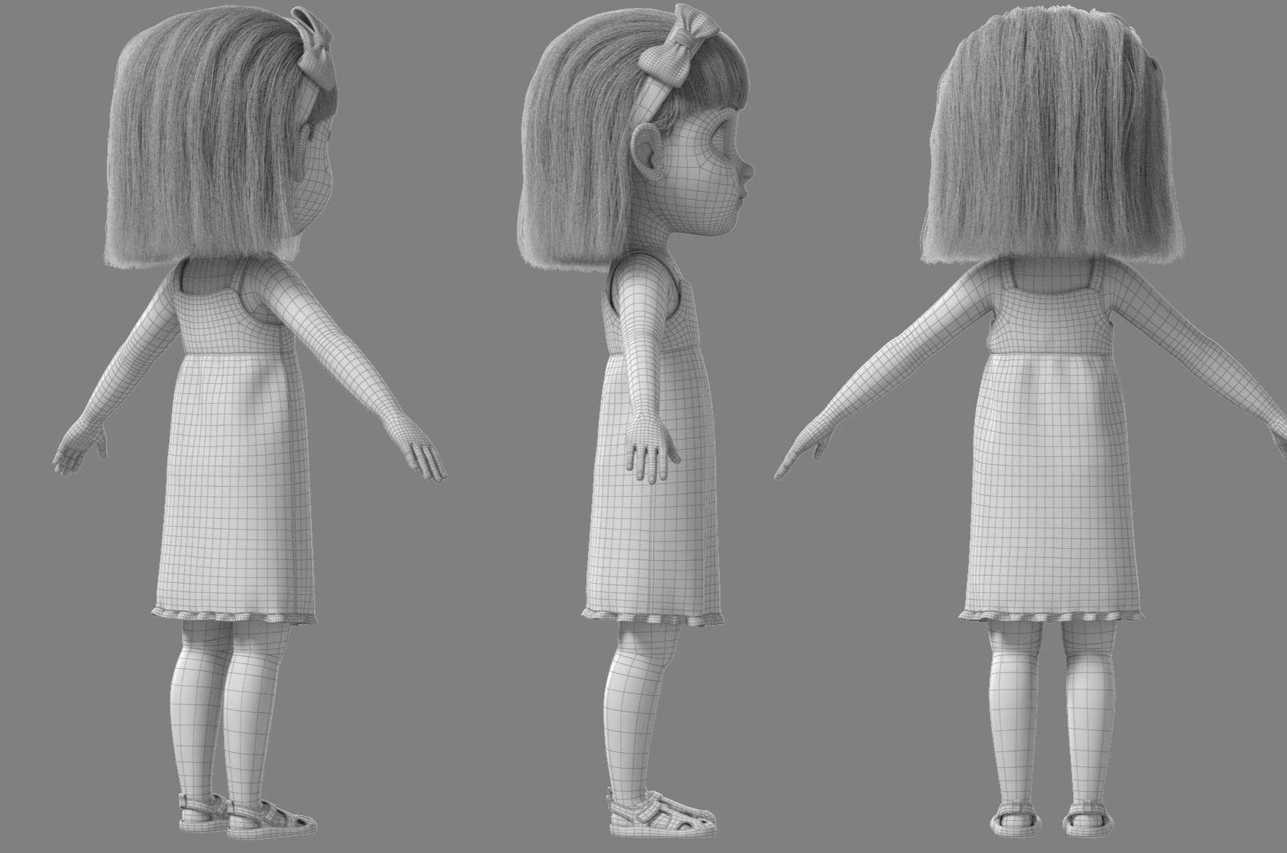 Cartoon Girl Rigged 3D model_48