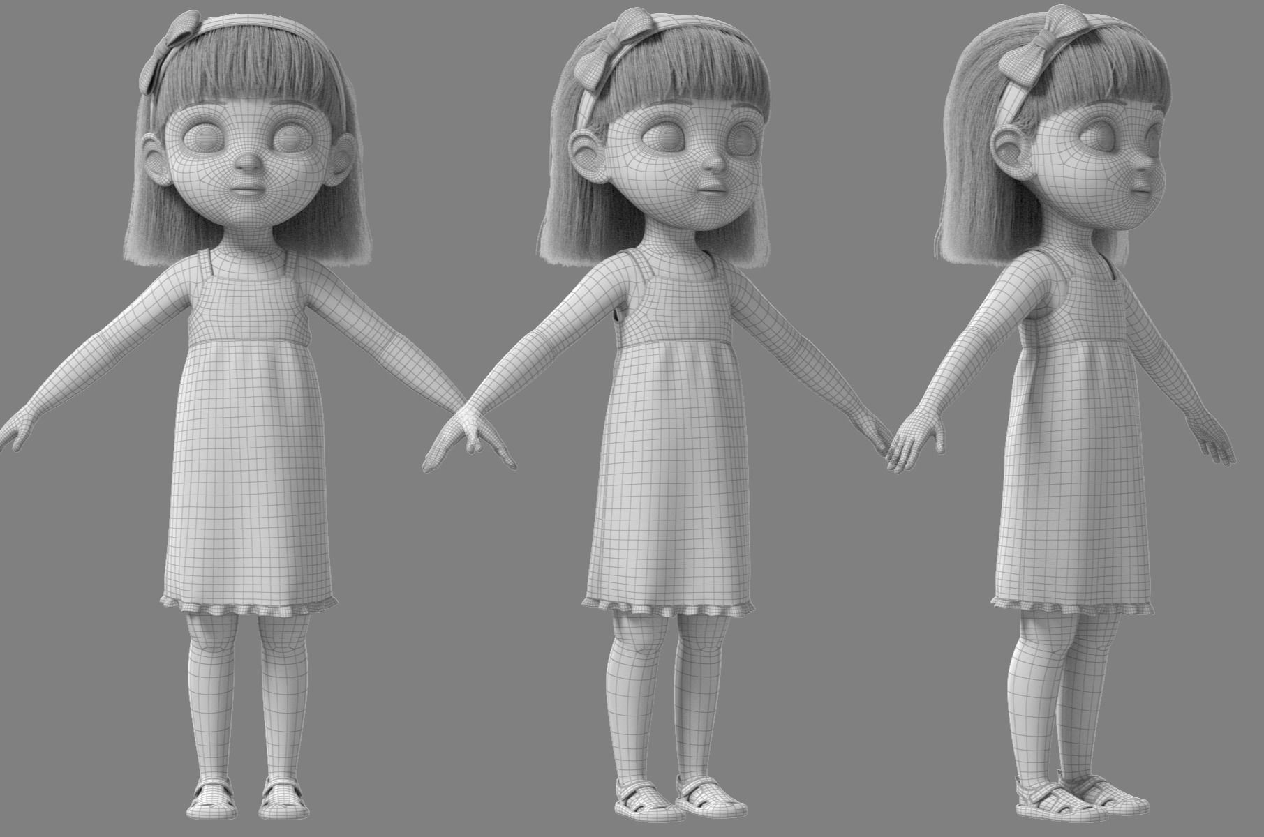 Cartoon Girl Rigged 3D model_49