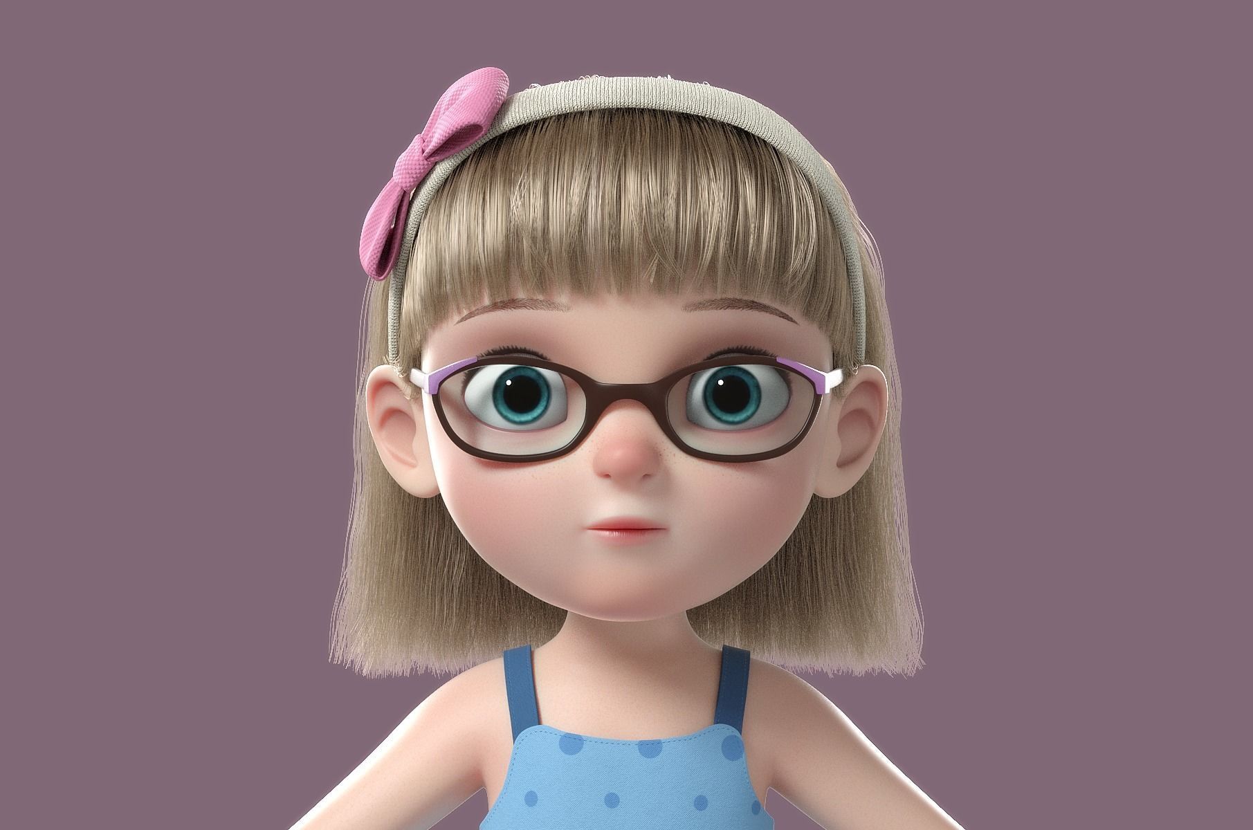 Cartoon Girl Rigged 3D model_17