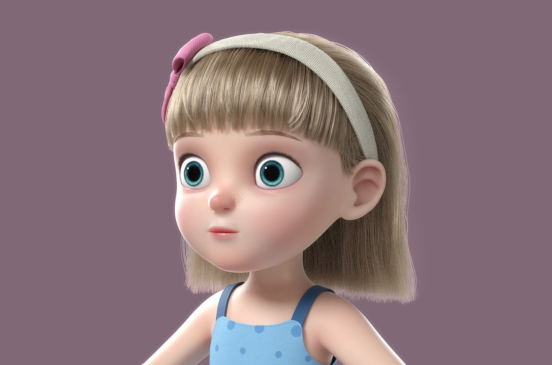 Cartoon Girl Rigged 3D model_20